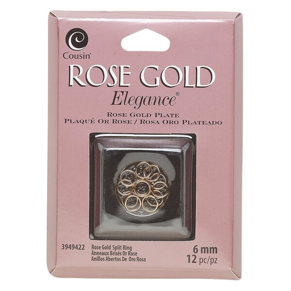 Split ring, rose gold-plated copper and lacquer, 6mm soldered round. Sold per pkg of 16. image number 0