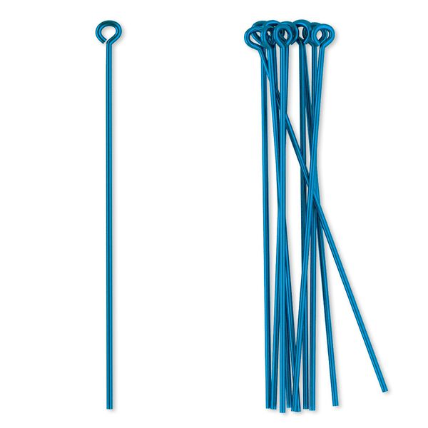 Eye pin, niobium, teal, 1-3/4 inches, 21 gauge. Sold per pkg of 10. image number 0