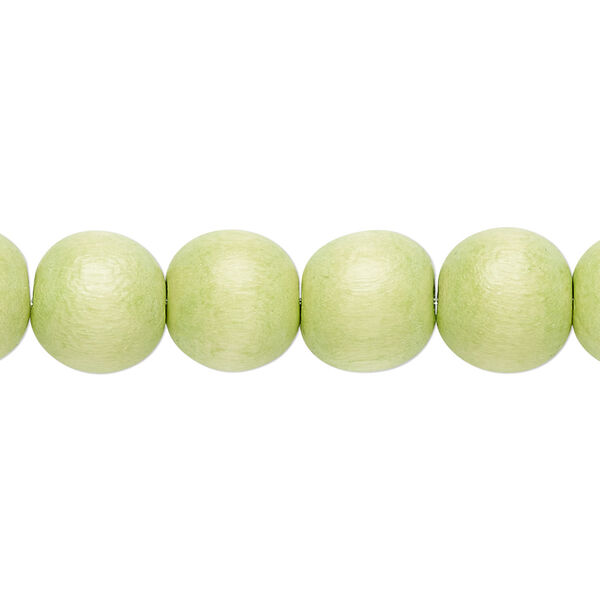 Bead, Taiwanese cheesewood (dyed / waxed), lime green, 9-10mm round. Sold per pkg of (2) 15-1/2" to 16" strands. image number 0