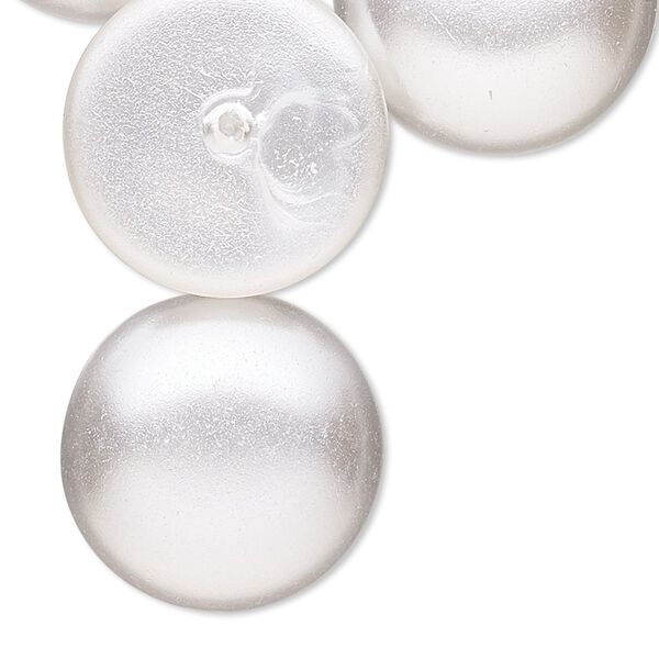 Cabochon, acrylic pearl, translucent matte white, 22mm half-drilled non-calibrated round. Sold per pkg of 4. image number 0