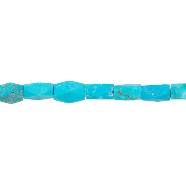 Bead, resin, matte turquoise blue, 7x3mm faceted rectangle. Sold per 15" to 16" strand. image number 0