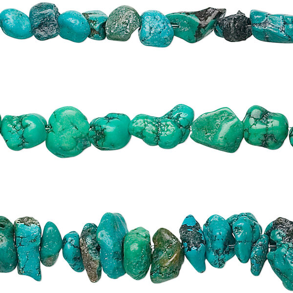 Turquoise 1pkg3, chip / nugget bead 15 inch mix small to large / mini to small image number 0