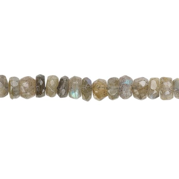 Labradorite 1pkg1, hand-cut faceted rondelle bead natural 8 inch 5x2mm-7x5mm image number 0