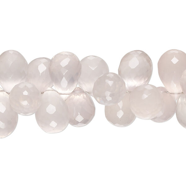 Rose quartz 1pkg1, hand-cut top-drilled faceted teardrop bead natural 7 inch 10x7mm-13x8mm image number 0