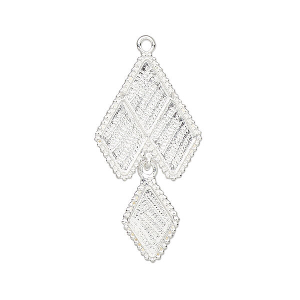 Focal, silver-plated brass, 30.5x16mm with (4) 10x6mm rhombus settings. Sold individually. image number 0