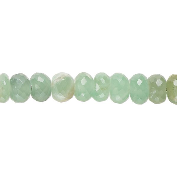 Green chalcedony 1pkg1, hand-cut faceted rondelle bead 14 inch 7x4mm-8x6mm image number 0