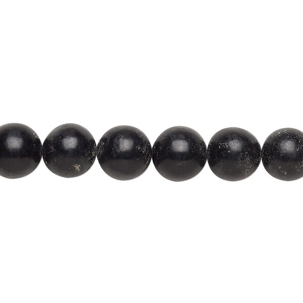 Bead, serpentine (natural), dark, 8mm round with 0.7mm hole, C grade, Mohs hardness 2-1/2 to 6. Sold per 15" to 16" strand. image number 0