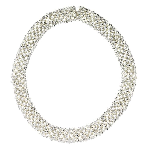Bracelet, stretch, silver-colored plastic, 8x2mm beaded rondelle, 6 inches. Sold individually. image number 0