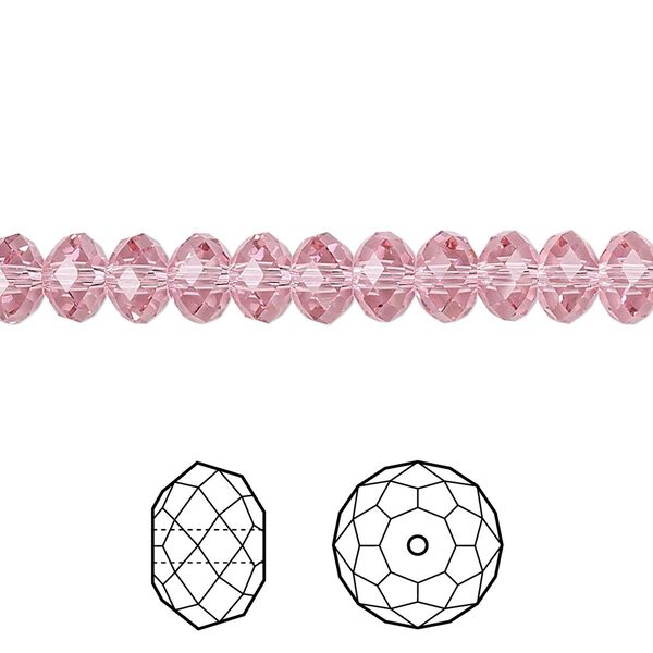 Bead 144pk light rose, Crystal Passions® 6x4mm rondelle 5040 image number 0