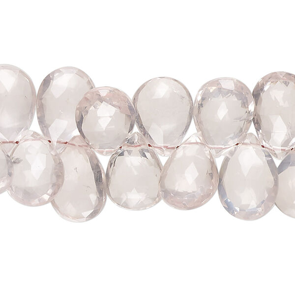 Rose quartz 1pkg1, hand-cut top-drilled faceted puffed teardrop bead natural 8 inch 10x8mm-14x10mm image number 0