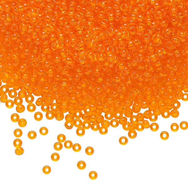Seed bead, Preciosa Ornela Czech glass, pkg/500g, #11 rocaille, transparent orange, (90000). image number 0