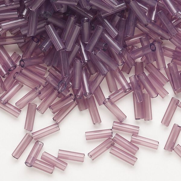 Bead, Preciosa Ornela Czech glass, bugle bead, pkg/50g, 1/4 inch, transparent light amethyst, (20010). image number 0