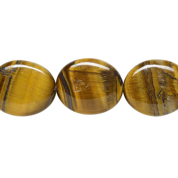 Tigereye 1pkg1, flat oval bead natural 15.5-16 inch 16x14mm image number 0