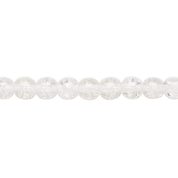 Bead, Czech crackle glass druk, clear, 6mm round. Sold per 15-1/2" to 16" strand, approximately 65 beads. image number 0