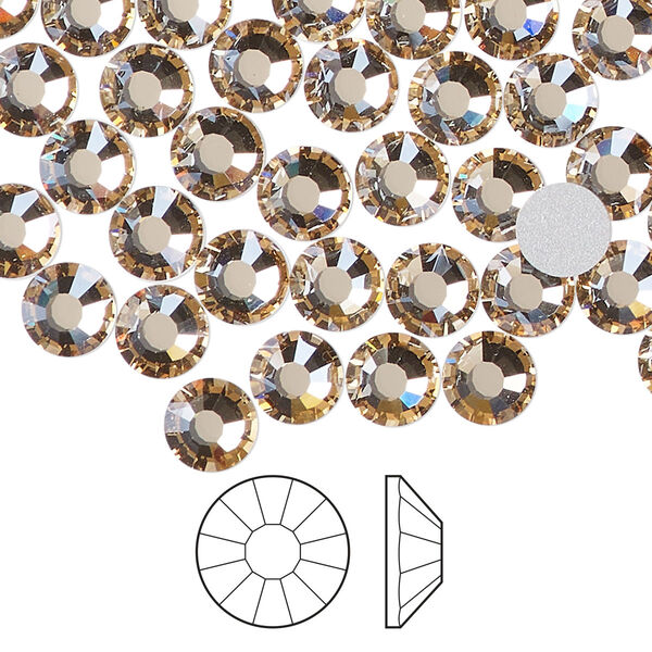 Flat back 24pk crystal honey foil back, Preciosa Viva 12® Czech crystal rhinestone 6.3-6.5mm chaton rose round SS30 image number 0