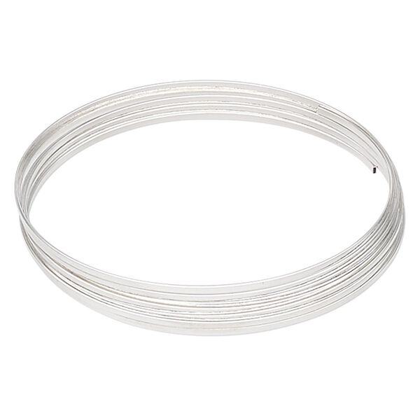 Memory wire, Beadalon®, silver-plated carbon steel, 2.25-2.63 inch round bracelet, 1-1.2mm wide flat wire, 0.5-0.6mm thick. Sold per 0.35-ounce pkg, approximately 12 loops. image number 0