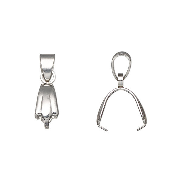 Bail, ice-pick, stainless steel, 19x5.5mm with 9mm grip length and soldered bail. Sold per pkg of 4. image number 0