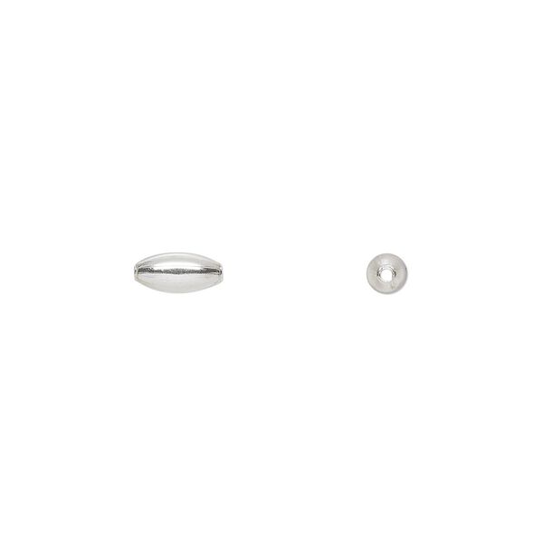 Bead, sterling silver, 7x3mm smooth oval. Sold per pkg of 100. image number 0