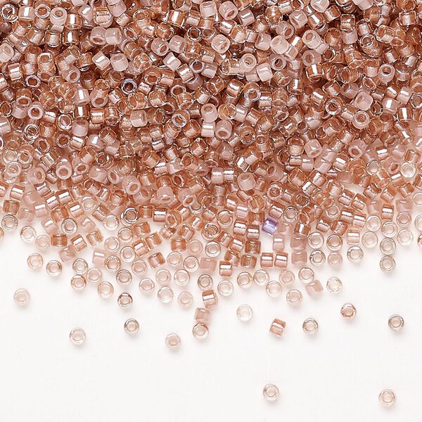 Seed bead mix, Miyuki Delica®, glass, pkg/50g, #11 round, translucent inside dyed color luster beige/peony pink mix. image number 0