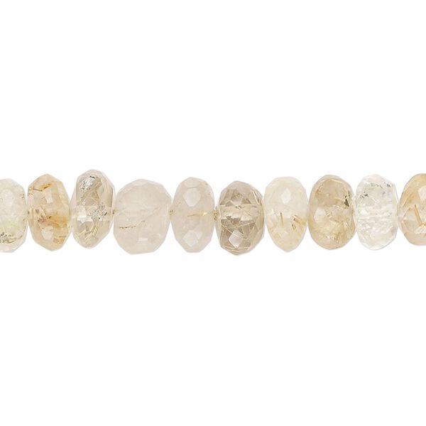 Golden rutilated quartz 1pkg1, hand-cut faceted rondelle / saucer bead natural 14 inch 8x4mm / 7-8mm image number 0