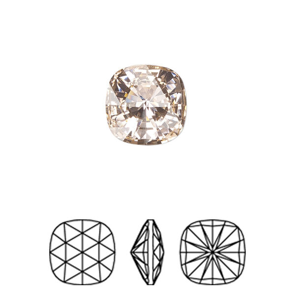 Fancy stone 1pk vintage rose foil back, Crystal Passions® 12mm rose cut cushion 4471 image number 0