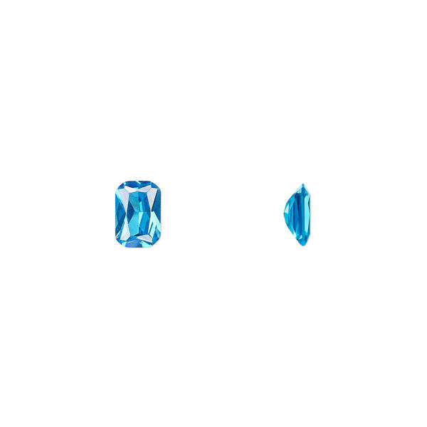 Gem, cubic zirconia, zircon blue, 6x4mm faceted emerald-cut, Mohs hardness 8-1/2. Sold per pkg of 2. image number 0