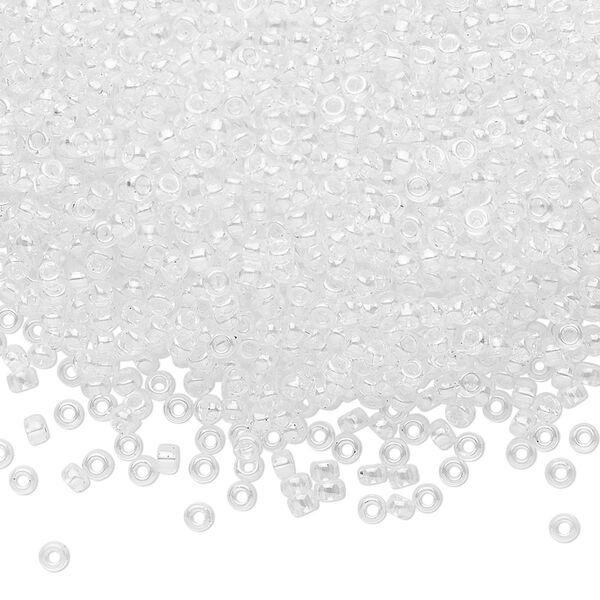 Seed bead, Miyuki, glass, pkg/250g, #11 rocaille, translucent rainbow crystal clear, (RR-250). image number 0