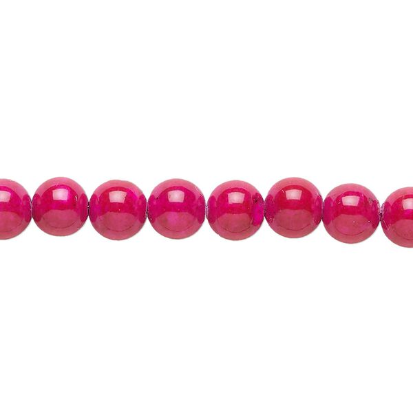 Bead, resin, fuchsia, 6mm round. Sold per 7-inch strand, approximately 30 beads. image number 0
