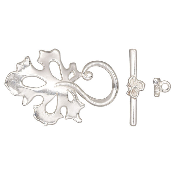 Clasp, JBB Findings, toggle, sterling silver, 32x22mm leaf. Sold individually. image number 0