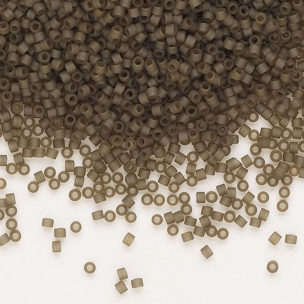 Seed bead, Delica®, glass, pkg/250g, #11 round, translucent matte glazed luster smoky quartz (DB-0384-1). image number 0