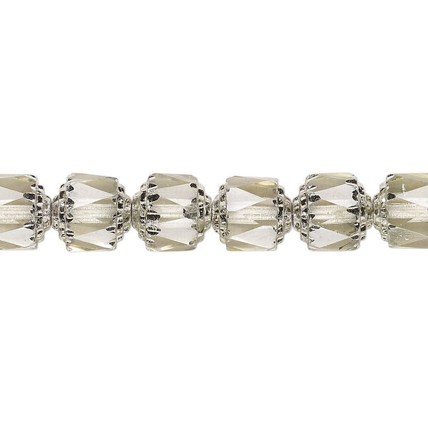 Bead, Czech glass, mint and metallic mint, 8mm round cathedral. Sold per 15-1/2" to 16" strand. image number 0