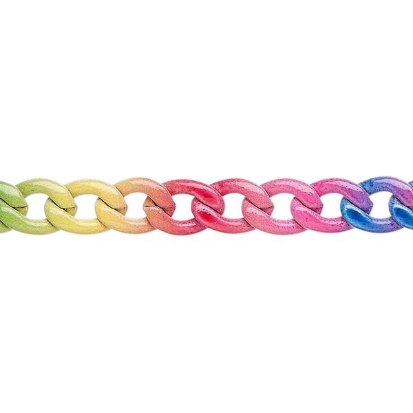 Chain, painted steel, rainbow, 8.7x6.7mm curb. Sold per pkg of 3 feet. image number 0