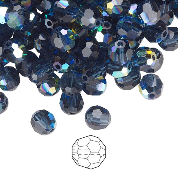 Bead 288pk Montana AB, Preciosa Czech crystal 6mm round image number 0