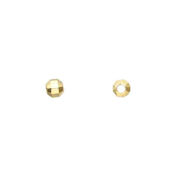Bead, gold-finished brass, 4mm faceted round. Sold per pkg of 36. image number 0