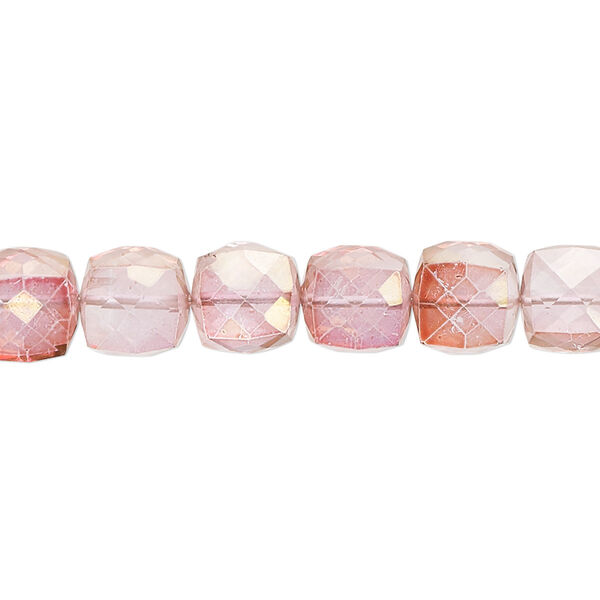 Quartz crystal 1pkg1, hand-cut faceted cube bead 7 inch 7x6mm-9x9mm image number 0
