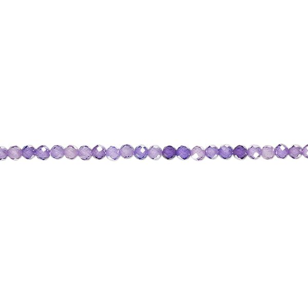 Bead, cubic zirconia, purple and light purple, 2mm micro-faceted round, Mohs hardness 8-1/2. Sold per 8-inch strand, approximately 95 beads. image number 0