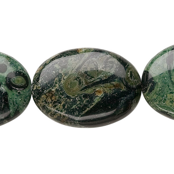 Kambaba jasper 1pkg1, flat oval bead natural B grade, 8 inch 30x22mm image number 0