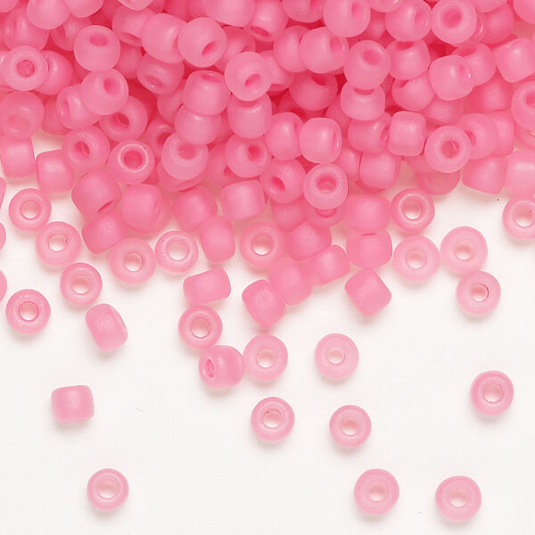 Seed bead, Dyna-Mites™, glass, translucent matte inside color dusty rose, #6 round. Sold per 1/2 kilogram pkg. image number 0