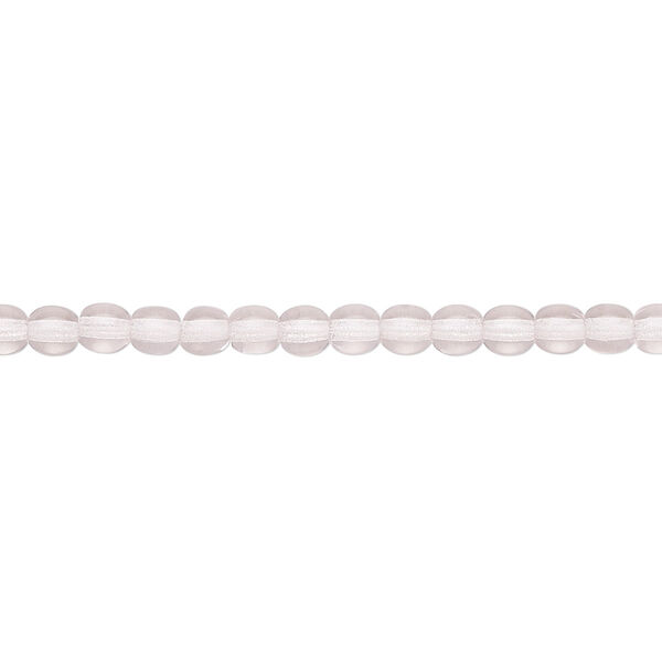 Bead, Czech glass druk, transparent pink, 4mm round with 0.8-1mm hole. Sold per 15-1/2" to 16" strand. image number 0