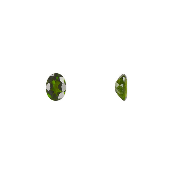 Chrome diopside 1pkg1, hand-cut faceted oval gem natural 7x5mm image number 0