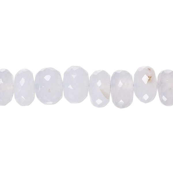 Blue chalcedony 1pkg1, hand-cut faceted rondelle bead 14 inch 9x4mm-11x7mm image number 0