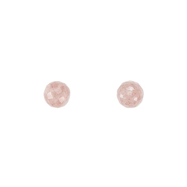 Strawberry quartz 1pkg2, hand-cut half-drilled faceted round bead natural 6mm image number 0