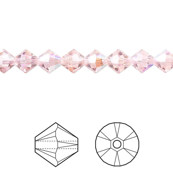 Bead 360pk light rose AB, Swarovski® 6mm XILION bicone 5328 image number 0