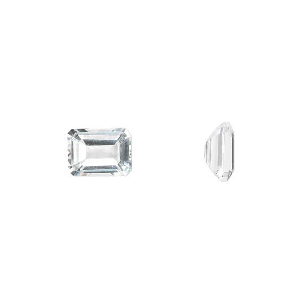 White topaz 1pkg1, hand-cut faceted emerald-cut gem natural 8x6mm image number 0