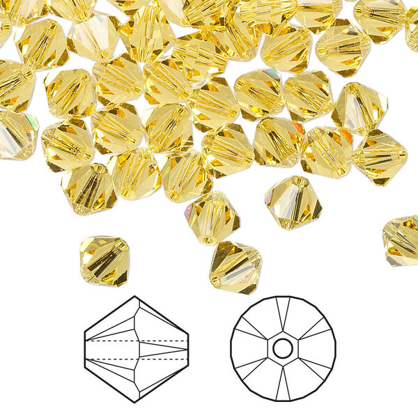 Bead 144pk light topaz, Crystal Passions® 6mm bicone 5328 image number 0