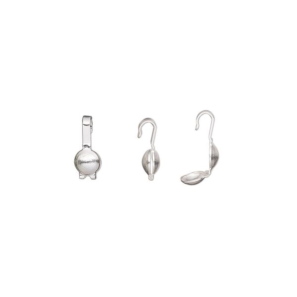 Bead tip, sterling silver-filled, 9.5x4mm bottom clamp-on with 0.024-inch inside diameter. Sold per pkg of 10. image number 0