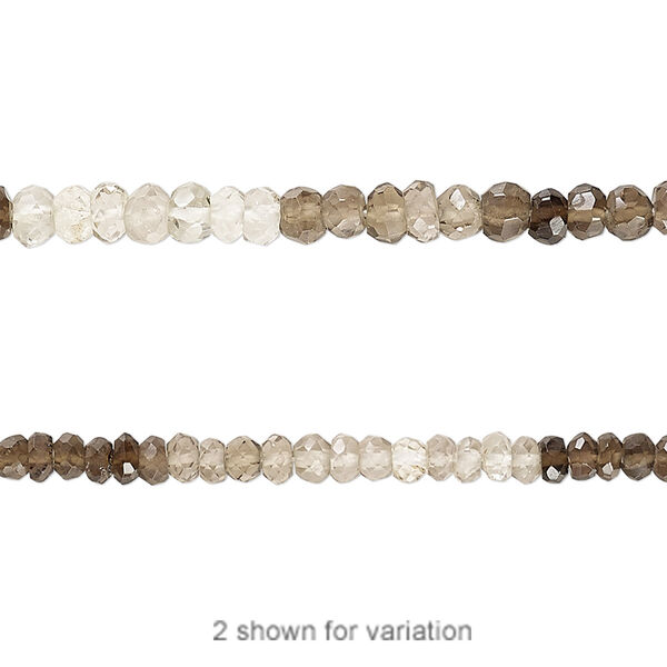 Smoky quartz 1pkg1, hand-cut faceted rondelle bead 13 inch 3x2mm-4x3mm image number 0