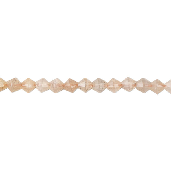 Peach moonstone 1pkg1, faceted bicone bead natural B grade, 15.5-16 inch 4mm image number 0