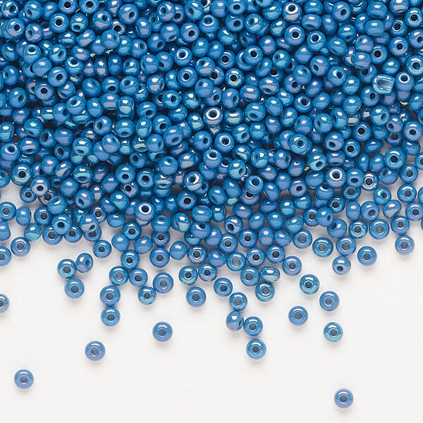 Seed bead, Preciosa Ornela Czech glass, pkg/500g, #11 rocaille, opaque rainbow patriot blue, (34220). image number 0