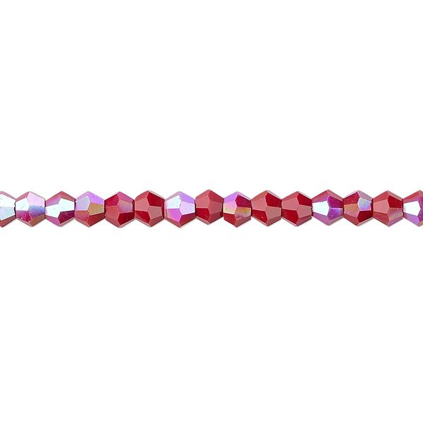 Bead 1pk opaque red AB, Celestial Crystal® 4mm bicone 15.5-16 inch image number 0